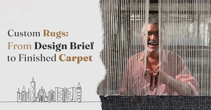 RMC Collections carpet manufacturer creating a custom rug from a design brief using traditional hand-weaving craftsmanship.